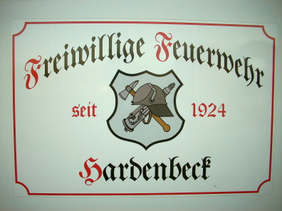 Das Schild der Feuerwehr Hardenbeck